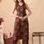 Coffee brown women floral printed aline kurta with pant set