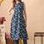 Blue women floral printed aline kurta with pant set