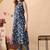 Blue women floral printed aline kurta with pant set