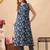 Blue women floral printed aline kurta with pant set