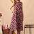 Maroon women floral printed aline kurta with pant set