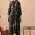 Green women embroidered floral printed aline kurta with pant set