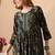 Green women embroidered floral printed aline kurta with pant set