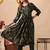 Green women embroidered floral printed aline kurta with pant set