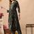 Green women embroidered floral printed aline kurta with pant set