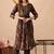 Maroon women embroidered floral printed aline kurta with pant set