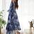 Midnight Sky blue printed anarkali Dress 