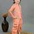 Boys peach cotton silk diamond pattern kurta & dhoti set with waistcoat