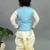 Boys sky blue & white cotton silk geometric buti motifs kurta & dhoti set with waistcoat