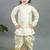 Boys sky blue & white cotton silk geometric buti motifs kurta & dhoti set with waistcoat