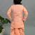 Boys peach cotton silk geometric buti motifs kurta & dhoti set with waistcoat