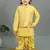 Boys yellow cotton silk geometric buti motifs kurta & dhoti set with waistcoat