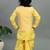 Boys yellow cotton silk geometric buti motifs kurta & dhoti set with waistcoat