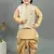 Boys fawn cotton silk geometric floral motifs kurta & dhoti set with waistcoat