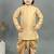 Boys fawn cotton silk geometric floral motifs kurta & dhoti set with waistcoat