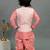 Boys pink cotton silk geometric floral motifs kurta & dhoti set with waistcoat