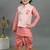 Boys pink cotton silk geometric floral motifs kurta & dhoti set with waistcoat