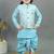 Boys sky blue cotton silk sequins embellished wavy motifs kurta & dhoti set with waistcoat
