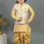 Boys yellow cotton silk sequins embellished wavy motifs kurta & dhoti set with waistcoat