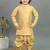 Boys yellow cotton silk sequins embellished wavy motifs kurta & dhoti set with waistcoat