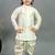 Boys sky blue & white cotton silk diamond pattern kurta & dhoti set with waistcoat