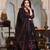 Black Cotton Floral Block Print Angrakha Style Anarkali Kurti Pant Dupatta Set
