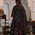 Black Cotton Floral Block Print Angrakha Style Anarkali Kurti Pant Dupatta Set