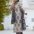 Grey Cotton Floral Block Print Angrakha Style Anarkali Kurti Pant Dupatta Set
