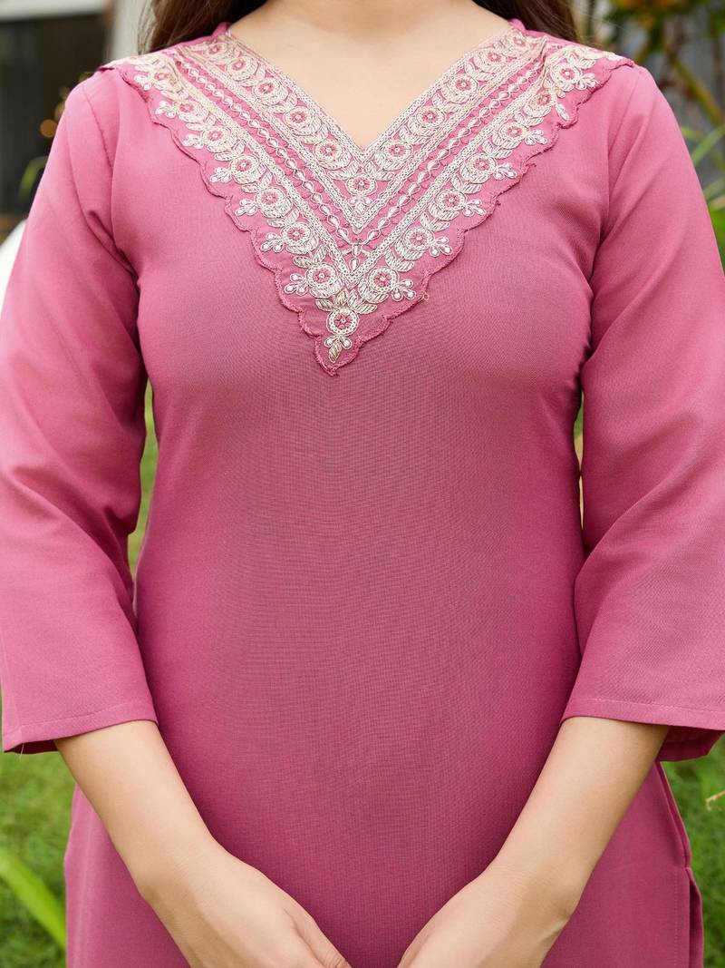 Women Beautiful Embroidery Rayon Fabric with Straight Kurta, Pant and Dupatta Set