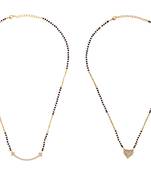 Heart shape gold plated combo set of 2 black beaded adjustable chain mangalsutra for women