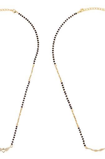 Twinkling unique gold plated combo set of 2 black beaded adjustable chain mangalsutra for women