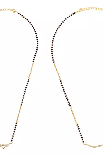 Twinkling unique gold plated combo set of 2 black beaded adjustable chain mangalsutra for women