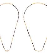 Twinkling unique gold plated combo set of 2 black beaded adjustable chain mangalsutra for women