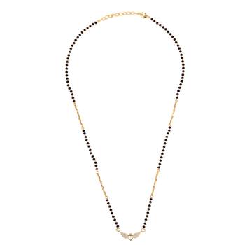 Splendid "v" shape gold plated combo set of 2 black beaded adjustable chain mangalsutra for women 3