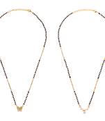 Round triangle shape gold plated combo set of 2 black beaded adjustable chain mangalsutra for women