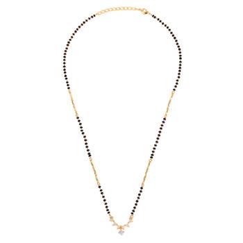 Round triangle shape gold plated combo set of 2 black beaded adjustable chain mangalsutra for women 3