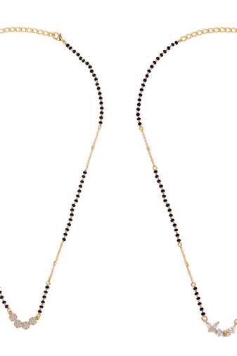 Round shape gold plated combo set of 2 black beaded adjustable chain mangalsutra for women
