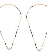 Round shape gold plated combo set of 2 black beaded adjustable chain mangalsutra for women