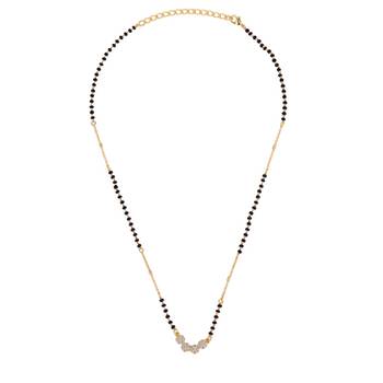 Round shape gold plated combo set of 2 black beaded adjustable chain mangalsutra for women 2