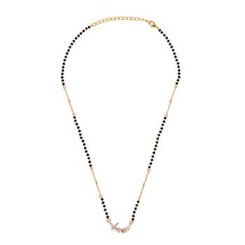 Round shape gold plated combo set of 2 black beaded adjustable chain mangalsutra for women 3