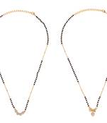 Butterfly heart shape gold plated combo set of 2 black beaded adjustable chain mangalsutra for women