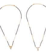 Butterfly heart shape gold plated combo set of 2 black beaded adjustable chain mangalsutra for women