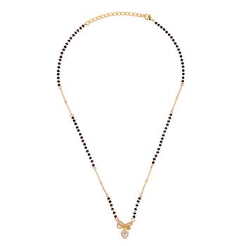 Butterfly heart shape gold plated combo set of 2 black beaded adjustable chain mangalsutra for women 2