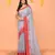 sky blue cotton blend handloom saree with red temple border