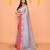sky blue cotton blend handloom saree with red temple border