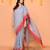 sky blue cotton blend handloom saree with red temple border
