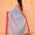 sky blue cotton blend handloom saree with red temple border