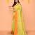 lime yellow cotton blend handloom saree with brown temple border