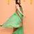 green cotton blend handloom saree with red temple border