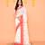 white cotton blend handloom saree with red temple border